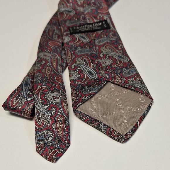 Dior Silk Tie - Red and Blue - Picture 1 of 7